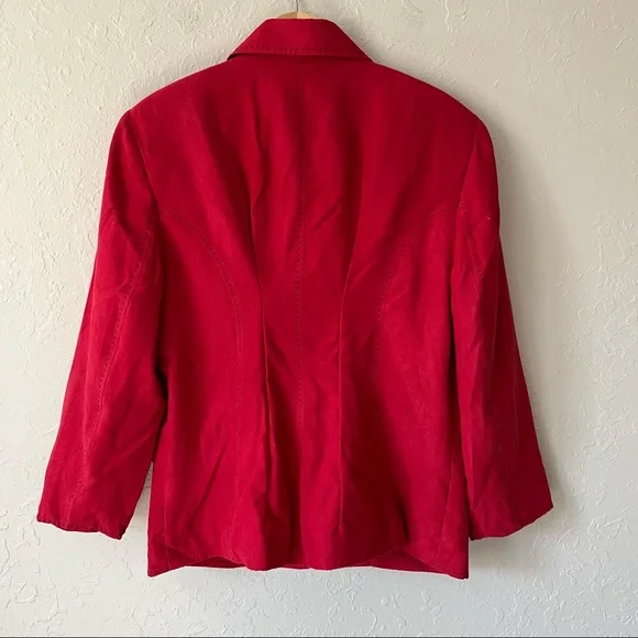 Alfred Dunner Faux Suede Jacket Red 18W - Picture 2 of 7